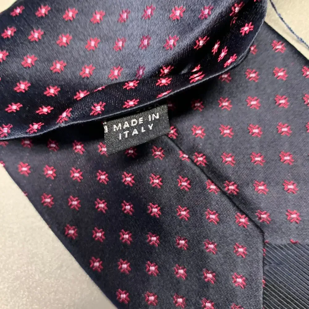 BORRELLI Black Red Geometric Silk Tie